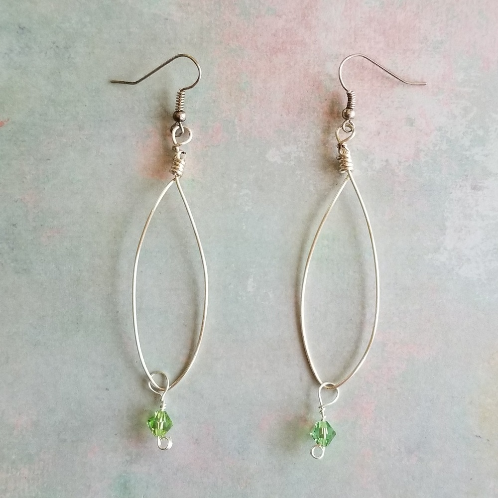 3.5 inch Lime Crystal Beads Pierced Earrings NEW